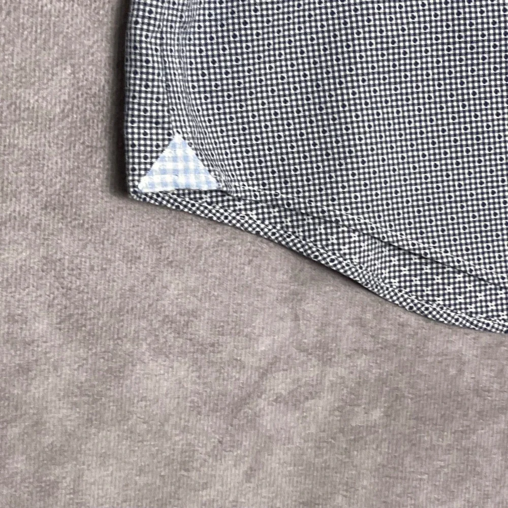 Banana Republic Button Down Mens Large Blue Grant Fit Non-Iron Stretch Geometric